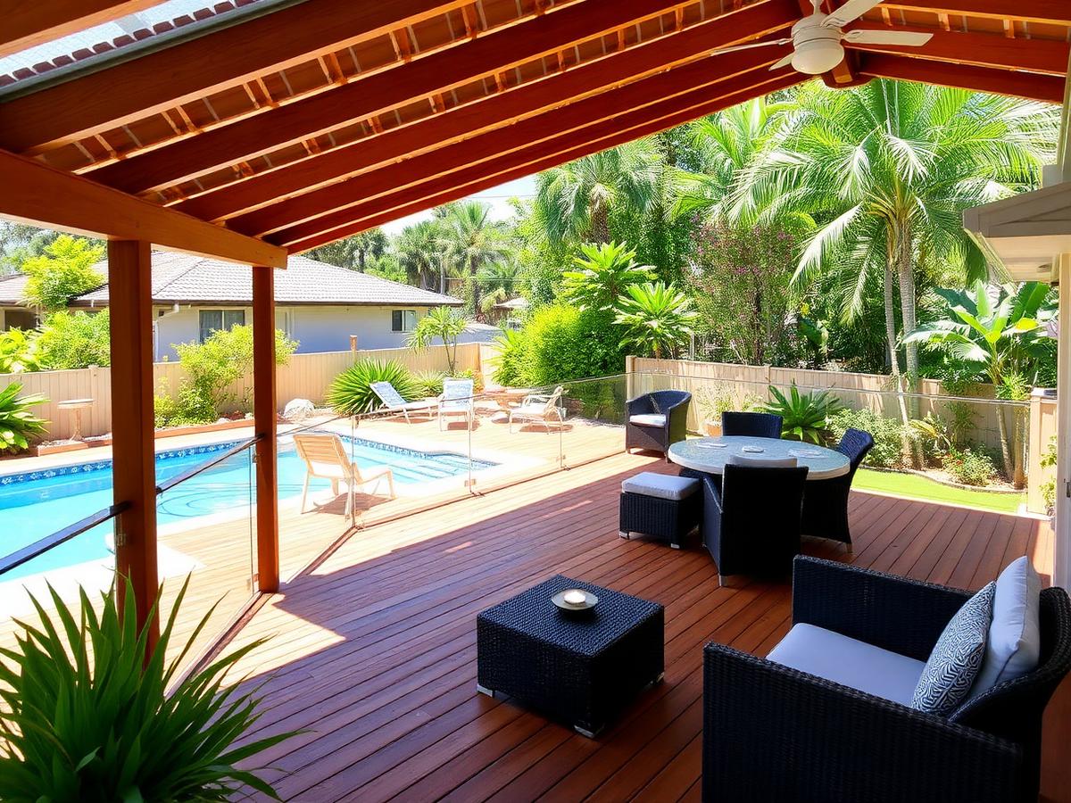 Hardwood pool-surround deck